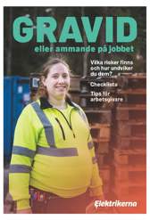 Framsida till broschyren "Gravid eller ammande på jobbet" som föreställer en gravid person i varselkläder