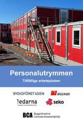 Framsida till broschyren Personalutrymmen - tillfälliga arbetsplatser från 2022