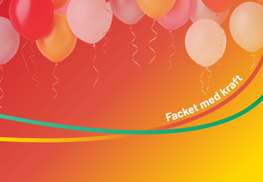 En tonad bakgrundsplatta med Elektrikernas slogan "Facket med kraft" ovanpå