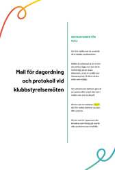Mall för dagordning och protokoll för klubbstyrelsemöten