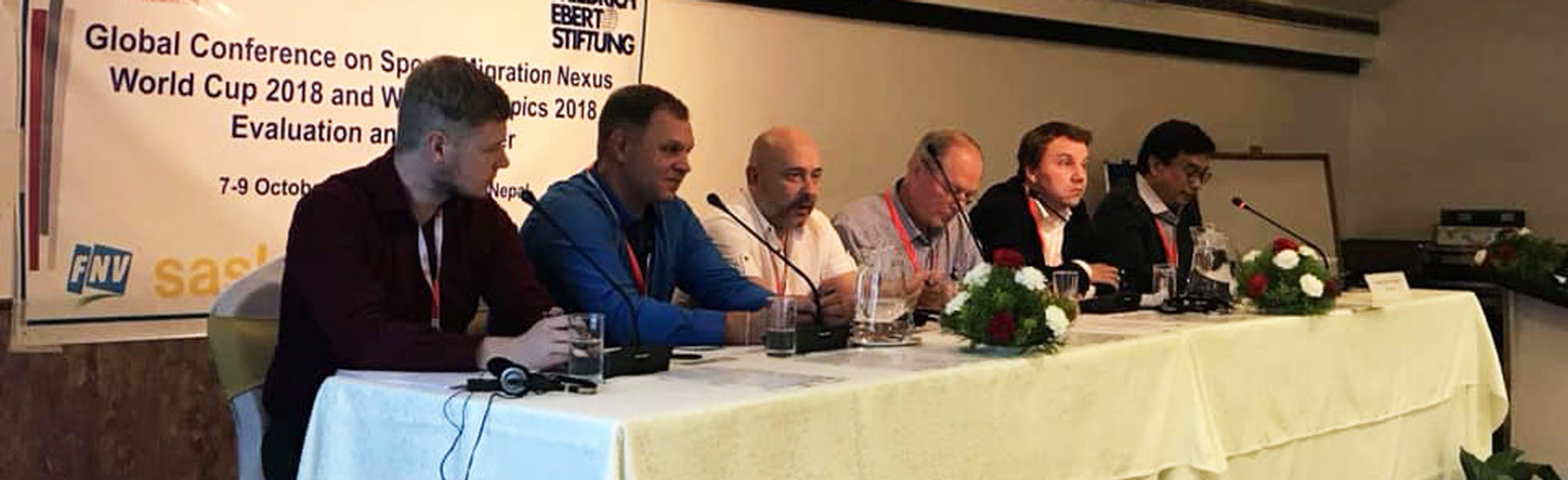 Jonas deltar i paneldebatt gällande BWI kampanjarbete i Ryssland, inför fotbolls VM 2018.